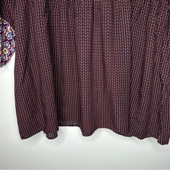 Umgee Burgundy Embroidered 3/4 Sleeves Boho Top Size Small - Picture 6 of 11